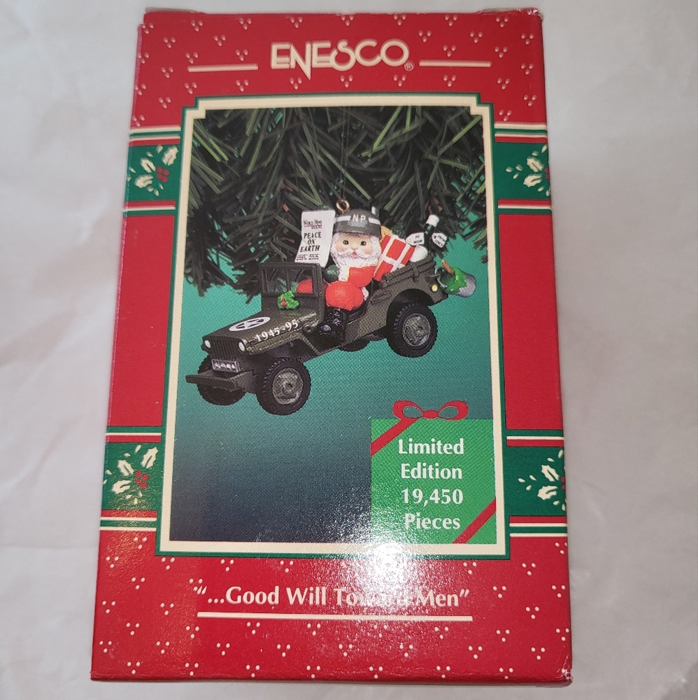 Vintage Enesco "Good Will Towards Men" Christmas Ornament